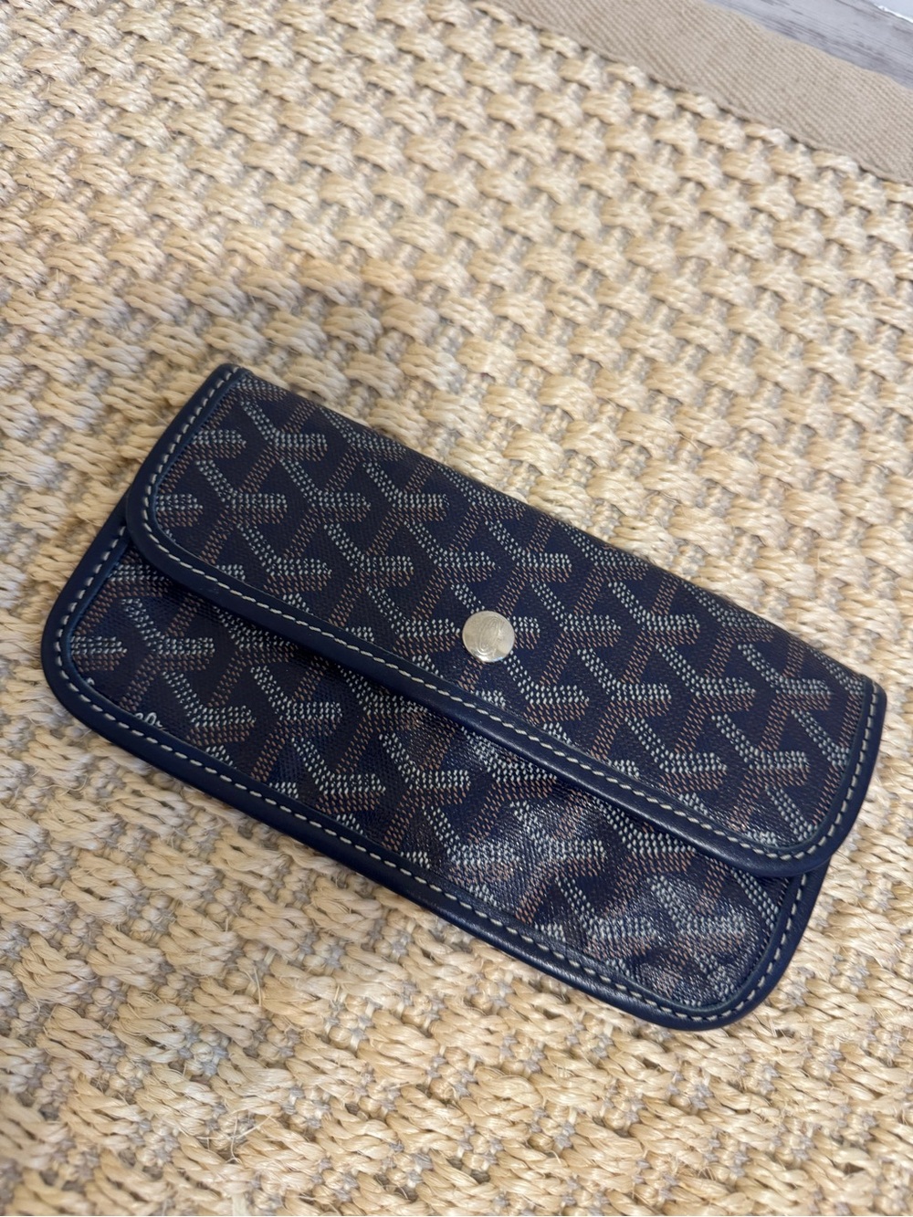 AUTHENTIC Goyard-Style Navy Printed Canvas Wallet